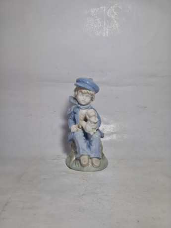 Статуэтка винтажная Gerold Bavaria "Мальчик с собакой", фарфор, 16.5 х 8 см, Германия, 1960-70гг.