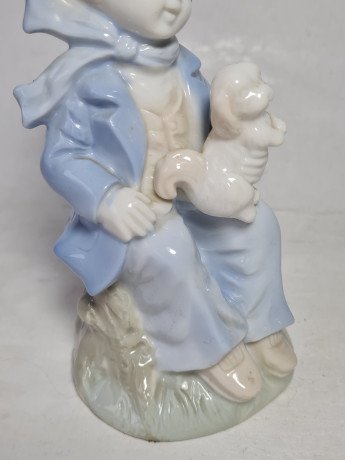 Статуэтка винтажная Gerold Bavaria "Мальчик с собакой", фарфор, 16.5 х 8 см, Германия, 1960-70гг.