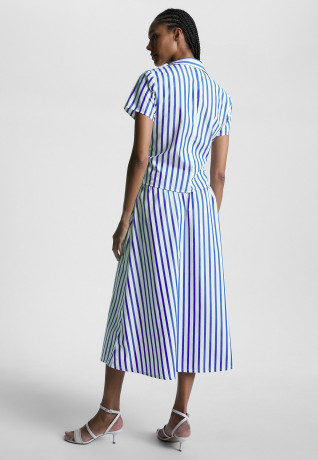 Tommy Hilfiger STRIPE TWIST DETAIL SHORT SLEEVE Blouse banker stp ultra blue КОРОТКИЙ РУКАВ С ПОЛОСОЙ TWIST DETAIL Блузка банкир стп ультра синий