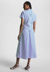 Tommy Hilfiger STRIPE TWIST DETAIL SHORT SLEEVE Blouse banker stp ultra blue КОРОТКИЙ РУКАВ С ПОЛОСОЙ TWIST DETAIL Блузка банкир стп ультра синий