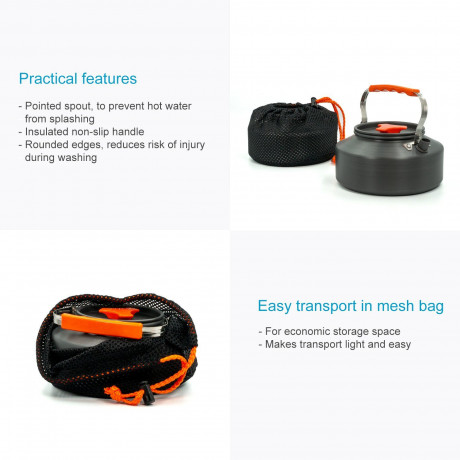Intirilife Intirilife Wasser-/Teekocher, Outdoor Kochkessel mit 1,1 L Kochen beim Camping oder auf Reisen Orange Прибор для приготовления чая и воды Intirilife, чайник для приготовления пищи на открытом воздухе емкостью 1,1 л — приготовление пищи в походе