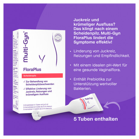 Multi-Gyn (Мулти-гин) FloraPlus Средство для устранения вагинального грибка, 5 х 5 мл