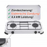 BlueCraft BlueCraft Gaskocher, (Gas-Kochfeld 2 flammen Propangas, Gasherd 50 mbar), Campingkocher 2-flammig, mit Zundsicherung und elektrischer Zundung  Газовая плита BlueCraft (газовая плита, 2 конфорки, пропан, газовая плита 50 мбар), походная плита, 2 