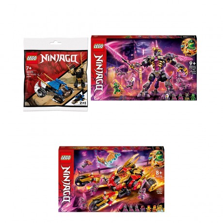 LEGO Ninjago 3er Set: 30592 Mini-Donnerjager + 21172 Der Kristallkonig + 21173 Kais Golddrachen-Raider Набор Ninjago из 3 предметов: 30592 Mini Thunderfighter + 21172 The Crystal King + 21173 Kai’s Gold Dragon Raider