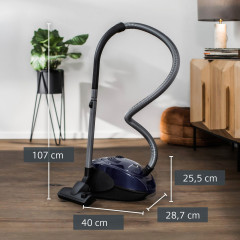 SIEMENS SIEMENS Bodenstaubsauger VS06A111, 600 W, mit Beutel, Hygienefilter, inkl. Fugenduse und Polsterduse, blau  Пылесос SIEMENS VS06A111, 600 Вт, с мешком, гигиеническим фильтром, включая насадку для швов и насадку для обивки, синий