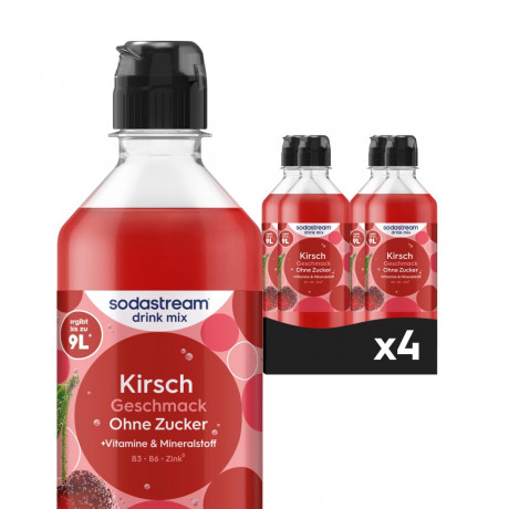 Sodastream drink mix Kirsche ohne Zucker, 440ml x 4st, Сироп Cherry Zero для газированной воды, без сахара, концентрат напитка со вкусом вишни, с витаминами и цинком, набор 4 шт х 440 мл