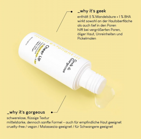 Geek & Gorgeous Cheer Up 30 ml, Кислотный пилинг-тоник для комбинированной кожи (Венгрия), от черных точек и расширенных пор, 5% миндальной и 1% салициловой кислоты, 30 мл