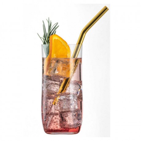 Eisch Eisch Gentleman Trinkhalm geknickt Glas Gold mit Reinigungsburste - im Geschenkkarton l: 22,5 cm / d: 9 mm Eisch Gentleman соломинка для питья из гнутого стекла золото с щеточкой для чистки - в подарочной коробке длина: 22,5 см / г: 9 мм