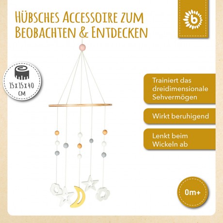 bieco Baby Mobile Holz Einschlafhilfe Baby Deko Zimmer Holzmobile fur Kinderbett O15cm Mobiles Детский мобильный деревянный спальный аппарат для детской комнаты в стиле деко деревянный мобильный телефон для детской кроватки O15cm мобильные телефоны
