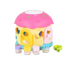 MONI Steckspiel Pilzhaus Musik Licht Formsortierspiel 4 Formen Steckpuzzle Подключаемая игра Грибной домик Музыка Свет Игра для сортировки фигур Подключаемая головоломка из 4 фигур