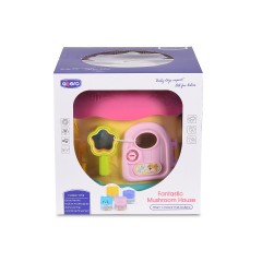 MONI Steckspiel Pilzhaus Musik Licht Formsortierspiel 4 Formen Steckpuzzle Подключаемая игра Грибной домик Музыка Свет Игра для сортировки фигур Подключаемая головоломка из 4 фигур