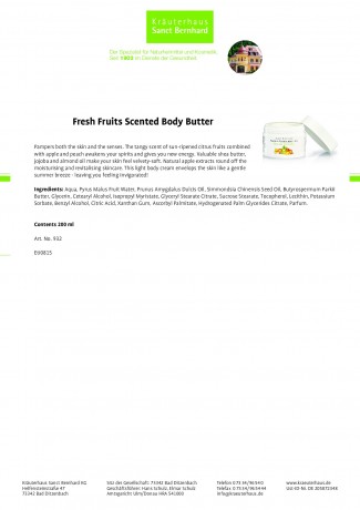Krauterhaus Sanct Bernhardt Fresh Fruits Scented Body Butter, Санкт Бернхард Баттер для тела Свежие фрукты 200мл