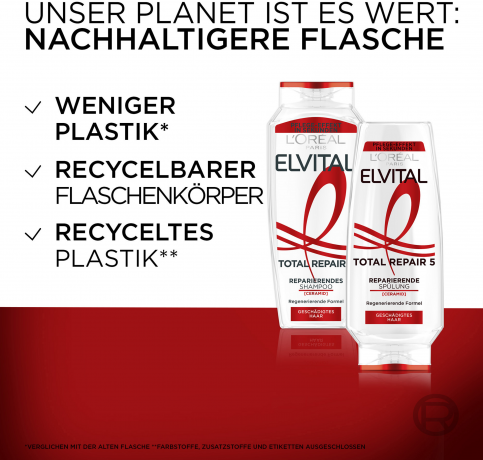 L'Oreal Paris Elvital Total Repair 5 Reparierendes Shampoo, 300 ml, Восстанавливающий шампунь для повреждённых волос, укрепление структуры, мягкость и блеск, 300 мл