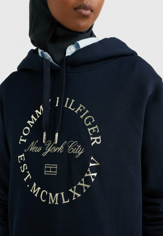Tommy Hilfiger METALLIC ROUNDALL HOODIE Hoodie desert sky Толстовка с капюшоном METALLIC ROUNDALL Толстовка с капюшоном небо пустыни