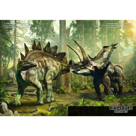 Edu-Toys Grosses 2in1 Dinosaurier Ausgrabungsset mit Werkzeug Triceraptor und Stegosaurus in schwerem Sandblock Большой набор для раскопок динозавров 2 в 1 с инструментами Трицераптор и Стегозавр в тяжелом песчаном блоке