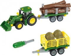 klein John Deere Traktor mit Holz- und Heuwagen Трактор John Deere с прицепом для леса и сена