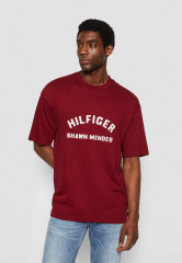 Tommy Hilfiger TOMMY HILFIGER X SHAWN MENDES ARCHIVE TEE UNISEX Print T-shirt rouge ФУТБОЛКА TOMMY HILFIGER X SHAWN MENDES ARCHIVE UNISEX Футболка с принтом румяна