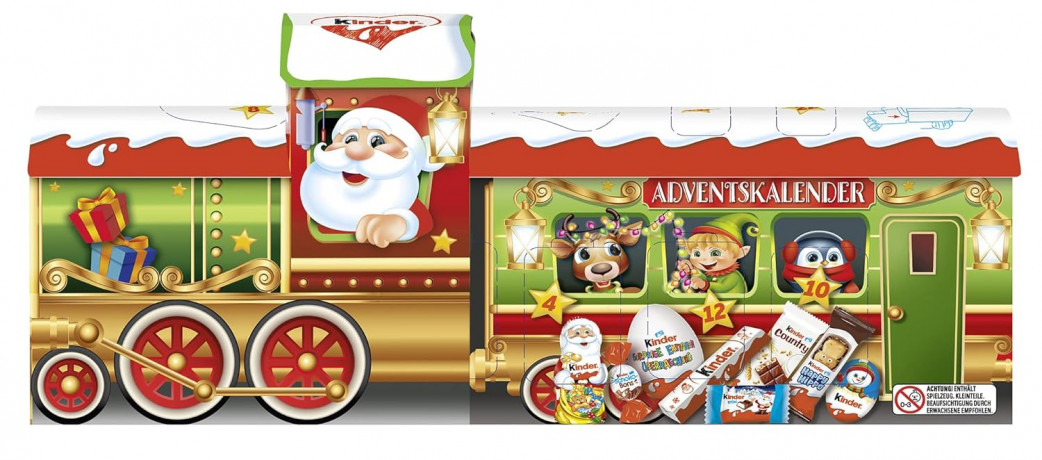 Kinder Mix Adventskalender 3D-Zug 226g х 2stk, Киндер Адвент-календарь 2024 "Рождественский экспресс", 24 сладких сюрприза, 226 грамм х 2 упаковки