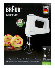 Braun Braun Handmixer HM 3107 WH MultiMix 3 Handmixer mit Stabmixer-Aufsatz  Ручной миксер Braun HM 3107 WH MultiMix 3 с насадкой для ручного миксера