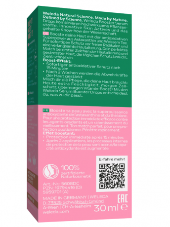 WELEDA Slow Aging Astaxanthin Serum Drops Сыворотка-капли с астаксантином и экстрактом белого чая для замедления старения 30мл