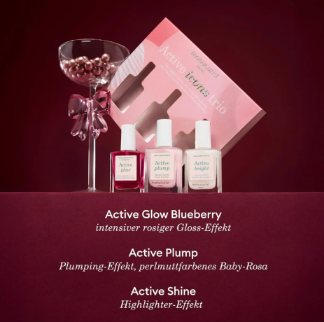 Manucurist Active Icons Trio, Набор: Active Glow, Plump, Bright, укрепление и сияние, эффект натурального маникюра