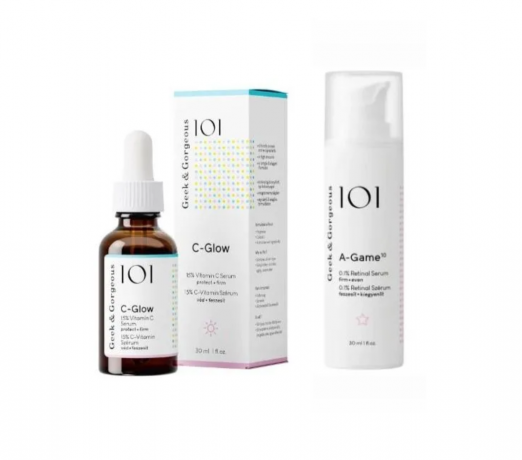 Geek & Gorgeous SET C-Glow 15% Vitamin C + A-Game 10 retinal 0,1%, Набор сывороток для ухода за лицом для женщин (Венгрия), против пигментации, морщин и тусклости кожи, C-Glow витамин C 15%, A-Game ретиналь 0,1%, 15мл + 15мл