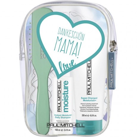 Paul Mitchell (Поль Митчелл) Moisture Muttertagsset, Instant Moisture Daily Shampoo Шампунь 100 мл + Super-Charged Moisturizer 200 мл + Sculpting Brush Mint Green / 1 шт.