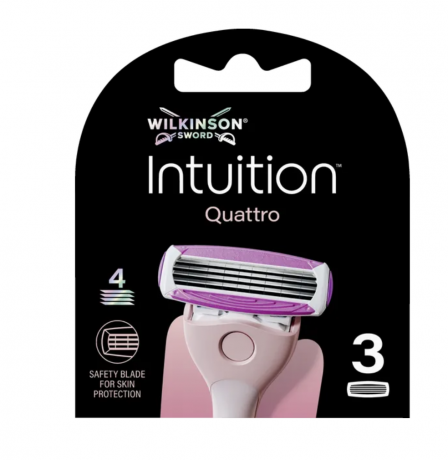 Wilkinson Sword Intuition Quattro Rasierklingen 3st, Запасных лезвия для женской бритвы Intuition 3шт
