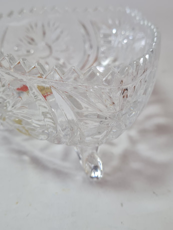 Салатница винтажная на ножках хрустальная Anna Hutte, 11,5 x 11,5 x 7 см, Германия, 1960-70гг.