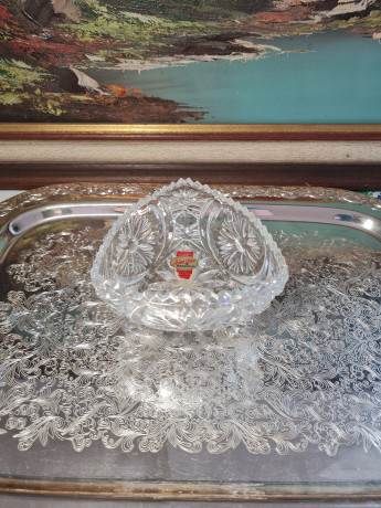 Салатница винтажная на ножках хрустальная Anna Hutte, 11,5 x 11,5 x 7 см, Германия, 1960-70гг.