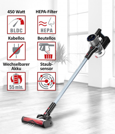 Genius Genius Akku-Hand-und Stielstaubsauger Invictus X9 Facelift Kabellos 20-tlg., Akkustaubsauger, 450,00 W, beutellos HEPA Filter, Aufbewahrungsstation mit Ladestation LED Burste Set AKKU bis zu 55 Min Genius беспроводной ручной пылесос Invictus