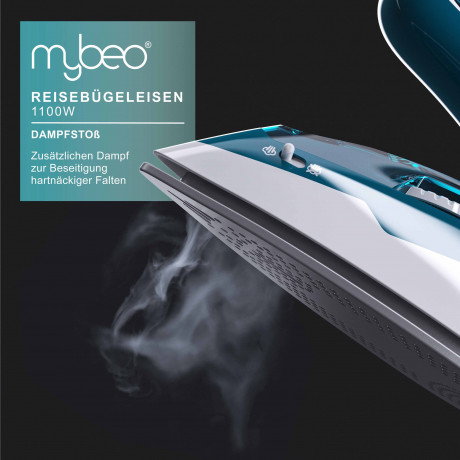 MyBeo MyBeo Reisebugeleisen, faltbares Bugeleisen 1100 W, mit Dampf, Edelstahl Gleitsohle Дорожный утюг MyBeo, складной утюг, 1100 Вт, с паром, скользящая подошва из нержавеющей стали