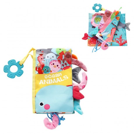 kikka boo Stoffbuch 10 Seiten mit Beissring Greiflinge Тканевая книга 10 страниц с прорезывателями для зубов