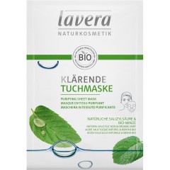 lavera Naturliche Salizylsaure & Bio-Minze Klarende Tuchmaske Очищающая тканевая маска с натуральной салициловой кислотой и органической мятой