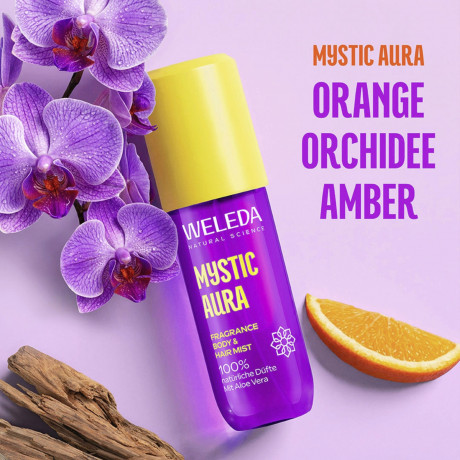 WELEDA Fragrance Body & Hair Mist Mystic Aura, 95 ml, Ароматический спрей для тела и волос Mystic Aura с цветочными и мягкими древесными нотами, 95 мл