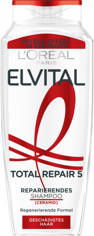 L'Oreal Paris Elvital Total Repair 5 Reparierendes Shampoo, 400 ml, Восстанавливающий шампунь для повреждённых волос, укрепление, мягкость и блеск, 400 мл