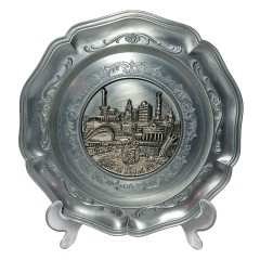 Koziol, Декоративная Тарелка-панно "Берлин" с трехмерным изображением достопримечательностей Берлина, металл, 22см, Германия 1980г