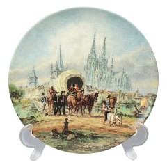 Furstenberg, Коллекционная Тарелка, ограниченный тираж, репродукция картины Герберта Изенберга "У Кёльнского Собора", 20см, Германия 1988г.