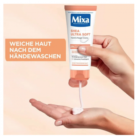 Mixa Hand & Nagelcreme Shea ultra soft mit Glycerin, 100 ml, Крем для рук и ногтей, интенсивное питание и восстановление, против сухости и трещин, для чувствительной кожи, 100 мл