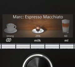 SIEMENS SIEMENS Kaffeevollautomat TI921509DE, Bis zu sechs Profile speichern  Полностью автоматическая кофемашина SIEMENS TI921509DE, сохранение до шести профилей