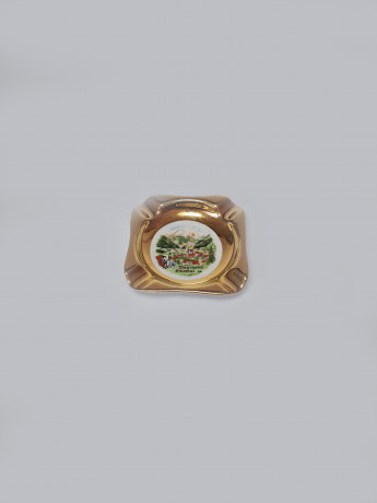 HB Wien Винтажная квадратная пепельница с обильной позолотой "Майрхофен", 8см, Германия,1960-70гг.