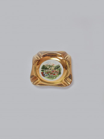 HB Wien Винтажная квадратная пепельница с обильной позолотой "Майрхофен", 8см, Германия,1960-70гг.