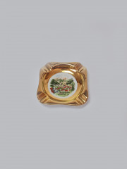 HB Wien Винтажная квадратная пепельница с обильной позолотой &quot;Майрхофен&quot;, 8см, Германия,1960-70гг.