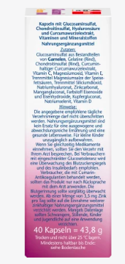 Doppelherz  Glocosamin 1000 Kapseln 40 St., Доппельгерц Глюкозамин 1000 + Куркума + витаминный комплекс для нормальной функции хрящей и костей, 40 шт 