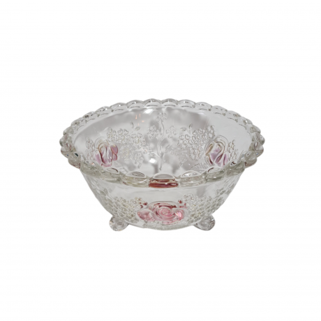 Фруктовница винтажная большая Walther Glas "Роза" на ножках, стекло, 21 см, Германия, 1970-80гг.