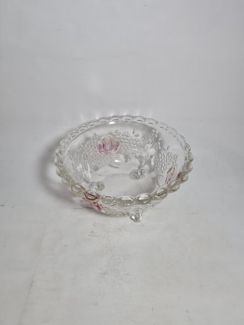 Фруктовница винтажная большая Walther Glas "Роза" на ножках, стекло, 21 см, Германия, 1970-80гг.