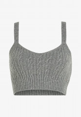 Tommy Hilfiger CABLE KNIT CROP Top med heather grey CABLE KNIT CROP Топ средний вереск серый