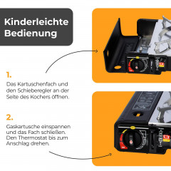 ZMC ZMC Gaskocher Doppel Kartuschenkocher Gaskocher 2 Flammig + 8x Gaskartuschen 227g, (MSF-1a automatische Piezo-Zundung (elektrisch) Herd Butangas), Outdoor Gas Campingkocher 2Fach Gasherd Ofen Butan Kochfeld Gas Kocher  Газовая плита ZMC с двойным карт