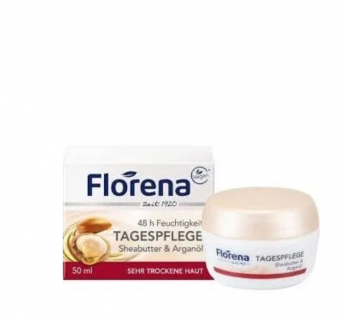  Florena Day Cream Sheabutter and arganol 50 ml x 2st, Крем для лица Florena с маслом ши и арганы, 48 часов увлажнения, для очень сухой кожи, дневной уход, питательный и восстанавливающий Набор 2 шт х 50 мл