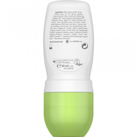 LAVERA Deo Roll-on Natural & Refresh, 50 ml, Лавера Дезодорант роликовый Натуральная Свежесть, лайм и вербена, без алюминия, 50 мл